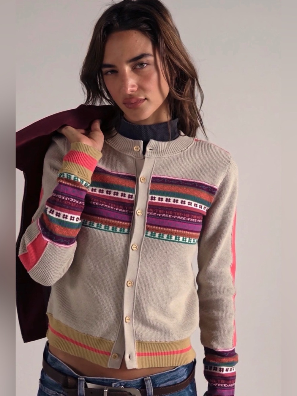 NWT We The Free By The Fire Cardi - Ivory Combo